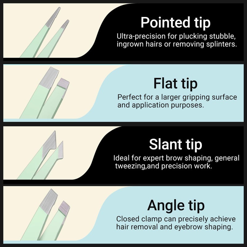 TsMADDTs Tweezers for Women, 8 in 1 Eyebrow Kit with Tweezers, Trimmer, Scissor, Razor, Brush with Travel Bag, Eyebrow Shaping Kit - Image 3