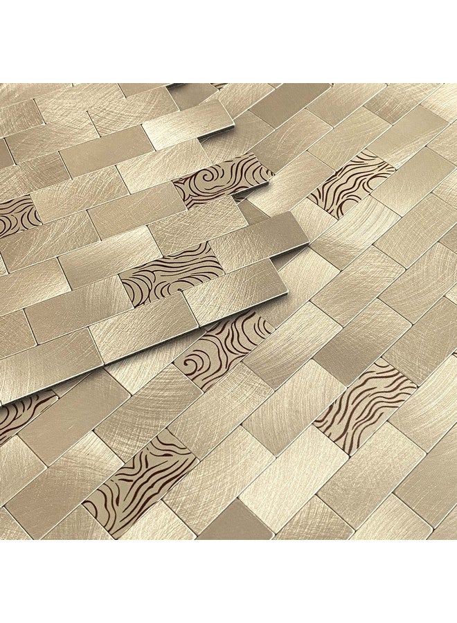 Benice BeNice Peel and Stick Backsplash for Kitchen, Metal Tile Backsplash Peel and Stick Mosaic Tile for Wall Fireplace(Gold,10sheets)  - Image 1