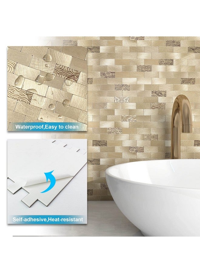 Benice BeNice Peel and Stick Backsplash for Kitchen, Metal Tile Backsplash Peel and Stick Mosaic Tile for Wall Fireplace(Gold,10sheets)  - Image 5
