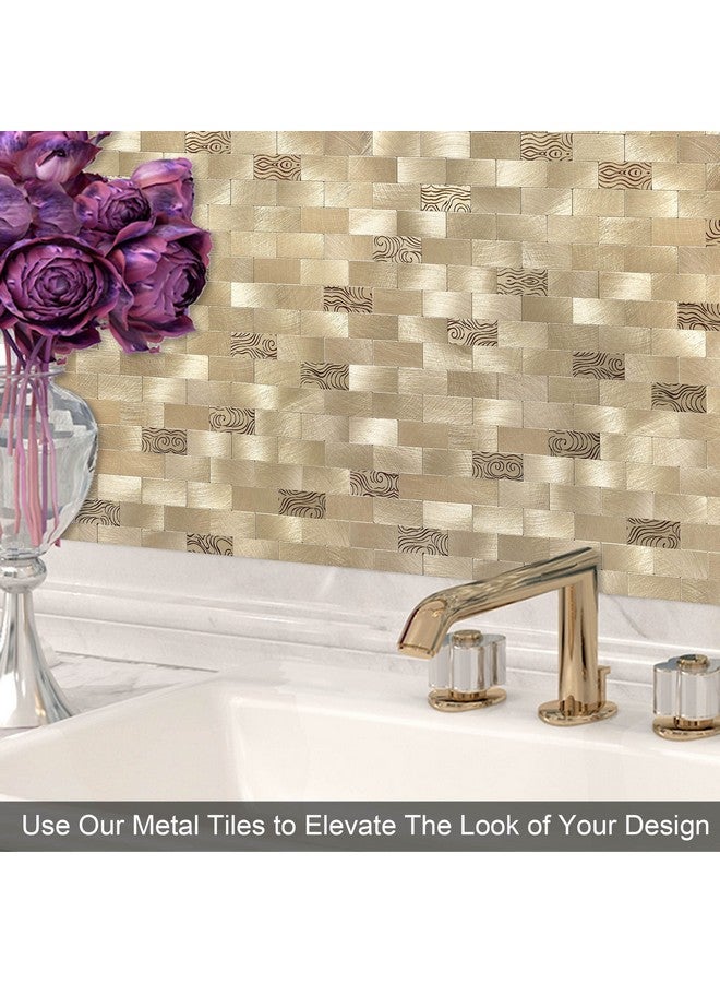 Benice BeNice Peel and Stick Backsplash for Kitchen, Metal Tile Backsplash Peel and Stick Mosaic Tile for Wall Fireplace(Gold,10sheets)  - Image 3