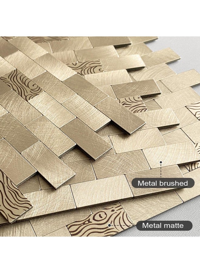 Benice BeNice Peel and Stick Backsplash for Kitchen, Metal Tile Backsplash Peel and Stick Mosaic Tile for Wall Fireplace(Gold,10sheets)  - Image 2