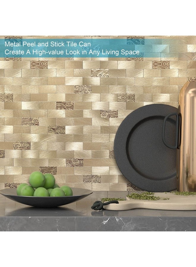 Benice BeNice Peel and Stick Backsplash for Kitchen, Metal Tile Backsplash Peel and Stick Mosaic Tile for Wall Fireplace(Gold,10sheets)  - Image 4