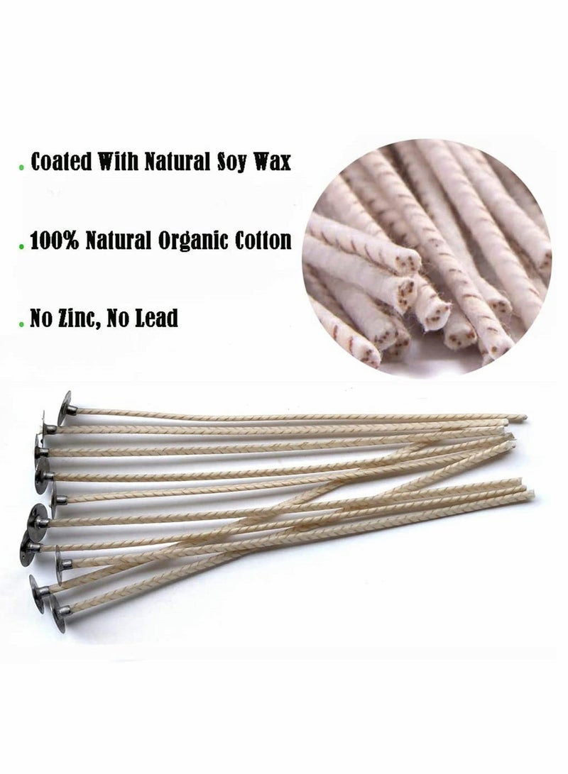 Excefore Candle Making Kit, 20cm and 9cm Long 100 Pcs Organic Soy Pre Waxed Cotton Candle Wick with 1Pc Stainless Wick Holder Sustainer for Candle Making - Image 2