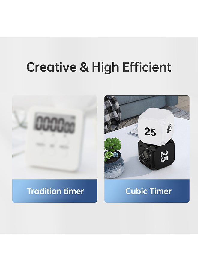 Cube Timer Gravity Sensor Rotating Timer Squre Work Out Custom with LED Screen Vibrate and Sound Alarm Silent Operation  5/15/25/45 Minutes for Kids Kitchen Time Management Tool