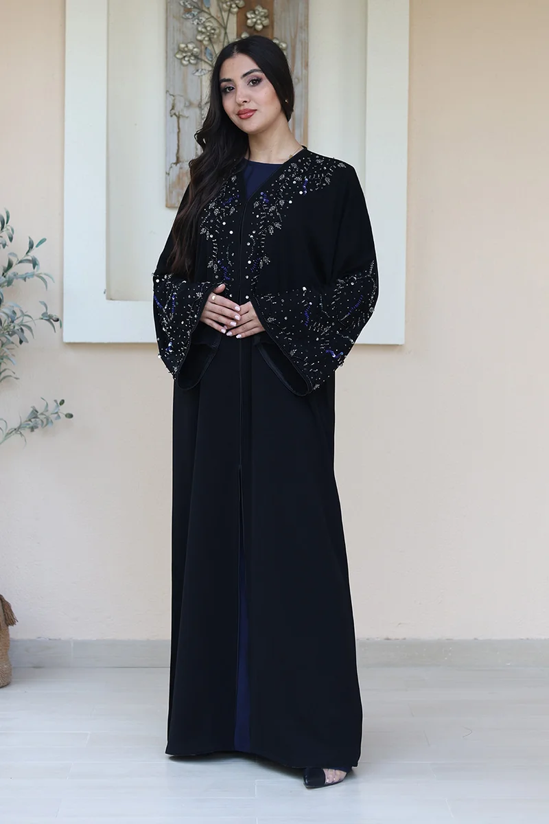النخبة Exquisite black abaya-774