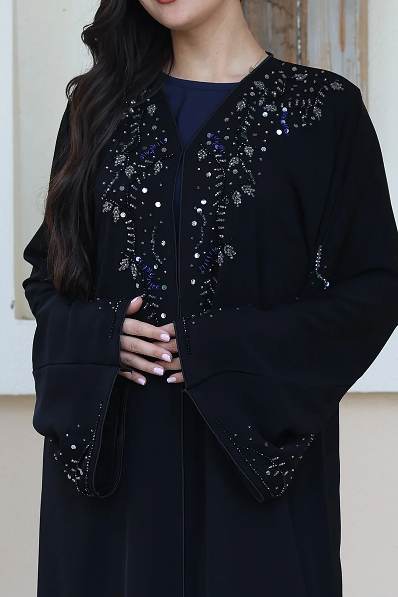 النخبة Exquisite black abaya-774