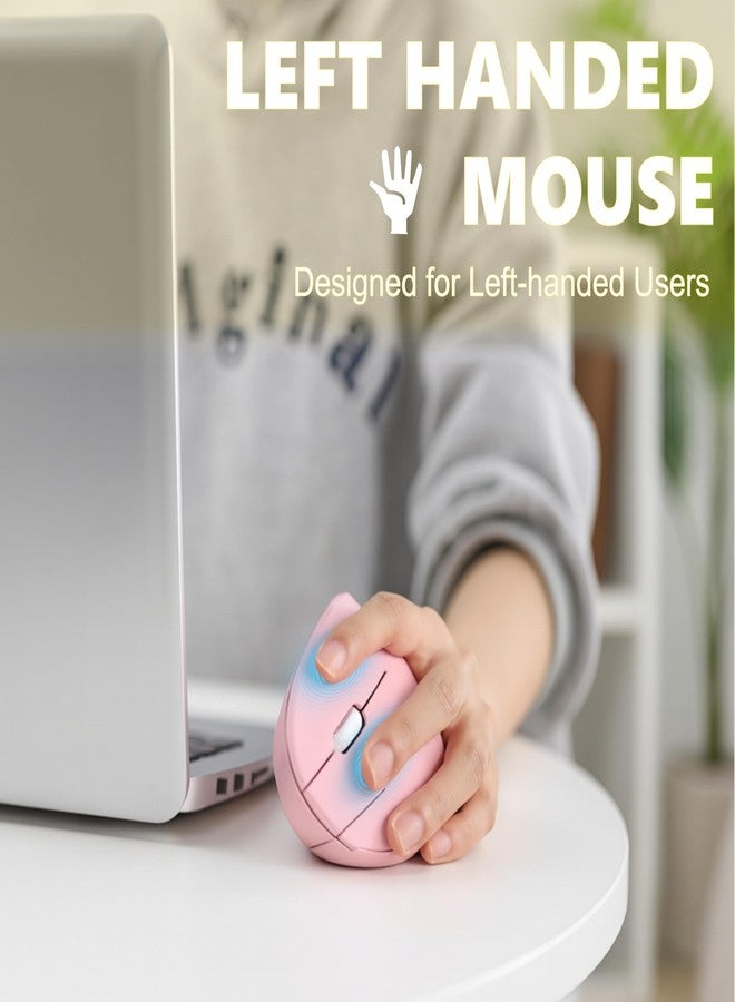 Urby Left Handed Mouse, Vertical Left Handed Ergonomic Wireless Mouse, Ideal for Lefty Users, Gaming & Office Use, Compatible with Windows/macOS/iPadOS. Pink - Image 2