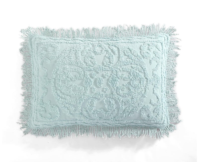 Beatrice Home Fashions Medallion Chenille Bedspread Standard Sham Blue