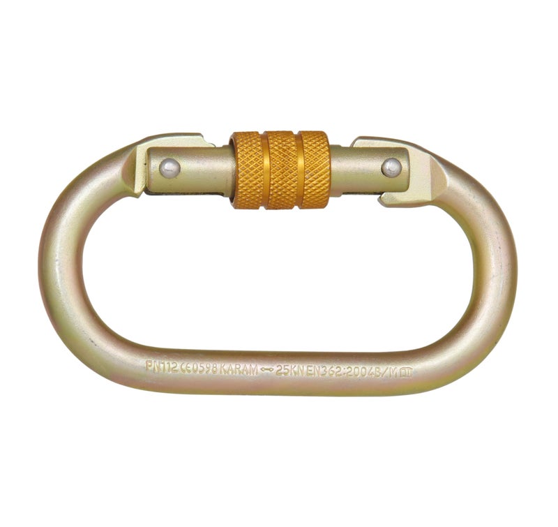 Karam Steel Carabiner Hook PN-112 Gate Opening: 18 mm, Tensile Strength: 25 Kn - Golden (PN 112)' (Alloy Steel, Steel Screw Locking Karabiner) - Image 2