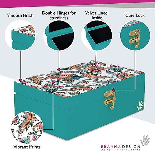 BRAHMA DESIGN Engineered Wood Decorative Gift Box For Presents | Oriental Paisley W Size 8 X 5 2.75 Jewellery/Tarot/Vintage Box, Knick-Knacks Storage Trunk Organiser, Packing, Inch, Multicolor - Image 3