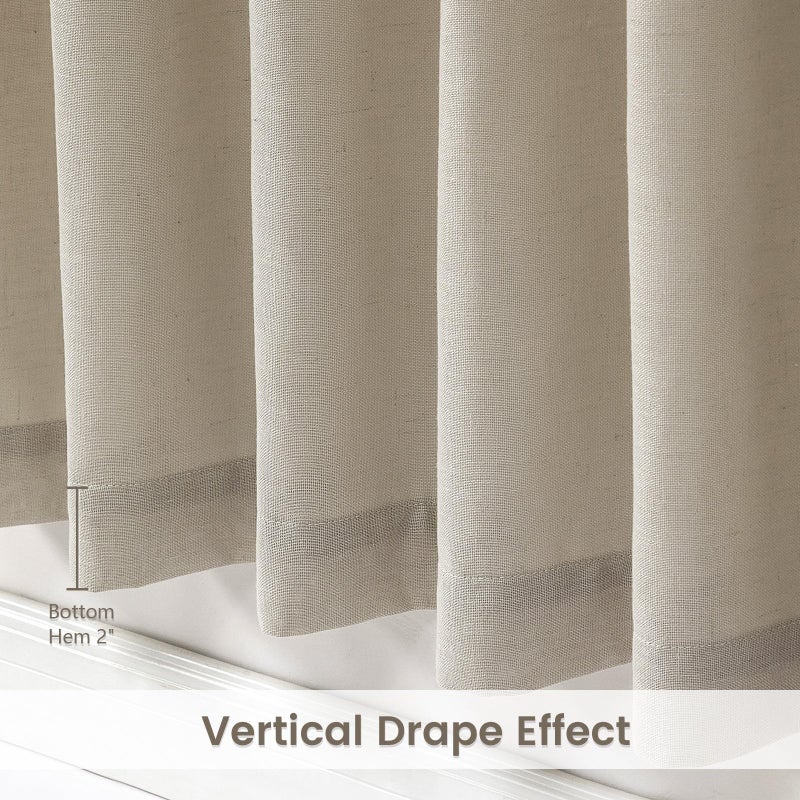 دريمينج كاسا ستائر كاسا كاسا من أجل غرفة المعيشة شبه مطلقة للترشيح الستائر 72 بوصة طويلة 2 لوحات جيب غرفة نوم الستائر بوهو محايدة مع الظهر بياضات التبويب الخلفية W52 x L72 - Image 4