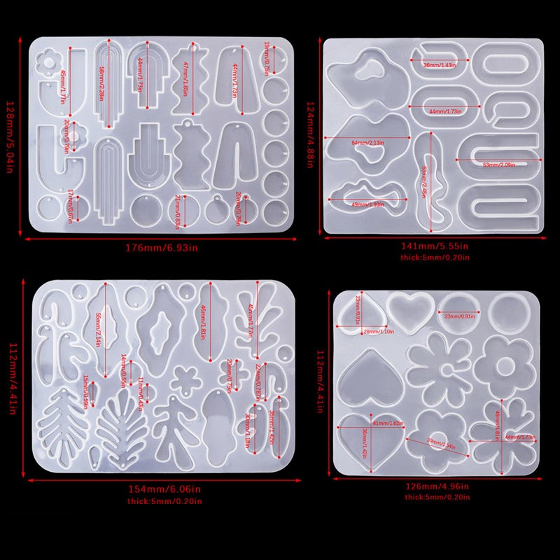 ZQYSING (4 Pack) Resin Earring Molds, Resin Jewelry Molds for Epoxy Variety Shape Silicone Pendant Molds for Women Earring Making - Image 3