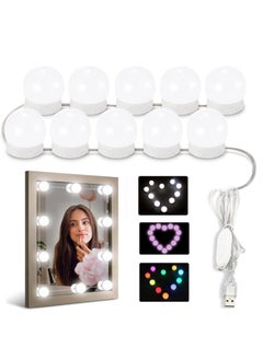 ELTRAZONE Mirror Lights Vanity Lighting 10 LED Bulb Make up Decoration Lights Hollywood Style 16 Modes Color Changing Lights for Home Bedroom Bathroom Dressing Room（USB Powered, RGBW)  - Image 1