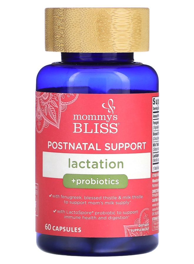 Mommy's Bliss دعم ما بعد الولادة للرضاعة + بروبيوتيك 60 كبسولة