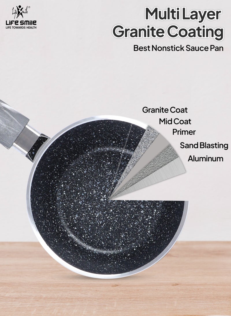 Life Smile 20Pcs Granite Cookware Set – Non stick Cookwares, Oven-Safe Pots and Pans Includes, 16/20/24/28cm  Casseroles with lid, 28cm Shallow Pot with lid,20/24/28cm Frying Pans & 7pcs Silicone Kitchen Spoons with Stand - Image 4