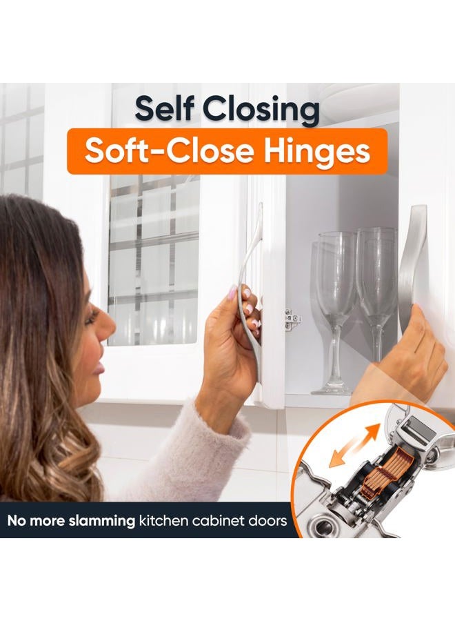 DecoBasics Full Overlay European Soft Close Cabinet Hinges for Kitchen Cabinets (40 Pcs) -105° Frameless Concealed Cabinet Door Hinge -8 Way Adjustability & Clip on Plate for Easy Installation - Image 2