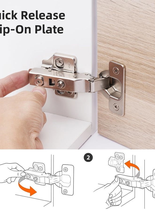 DecoBasics Full Overlay European Soft Close Cabinet Hinges for Kitchen Cabinets (40 Pcs) -105° Frameless Concealed Cabinet Door Hinge -8 Way Adjustability & Clip on Plate for Easy Installation - Image 4