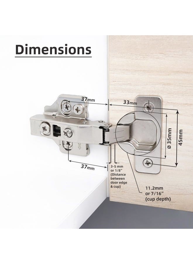 DecoBasics Full Overlay European Soft Close Cabinet Hinges for Kitchen Cabinets (40 Pcs) -105° Frameless Concealed Cabinet Door Hinge -8 Way Adjustability & Clip on Plate for Easy Installation - Image 5
