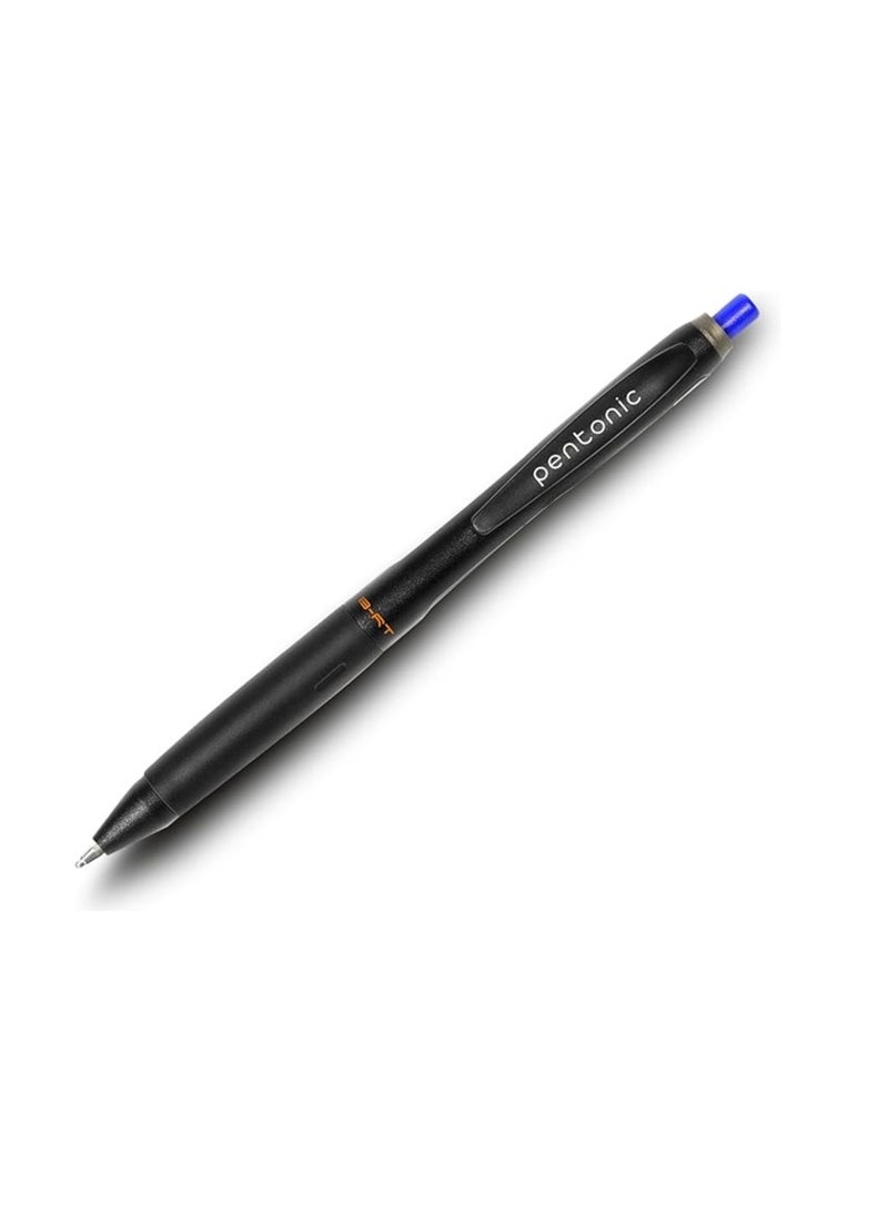 Pentonic Ball Pen Blister Pack | Tip Size 0.7 mm | Retractable Mechanism With Black Matte Finish Body | Smart Grip For Fast Writing Experience | Blue Ink, Pack Of 3  - Image 2
