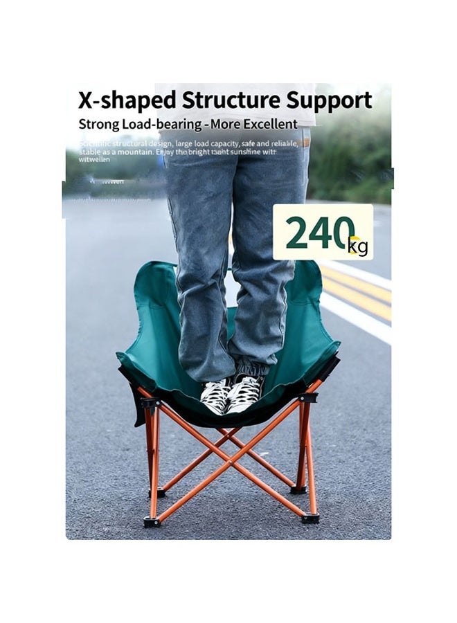 EHOME Camping Folding Chairs Heavy Duty Support 330 Lbs Moon Chair With Carry Bag, Outdoor Quad Lumbar Back Padded With Side Pockets, Built Durable And Reliable With Compact Foldable Steel Frame(1pcs,white） - Image 3