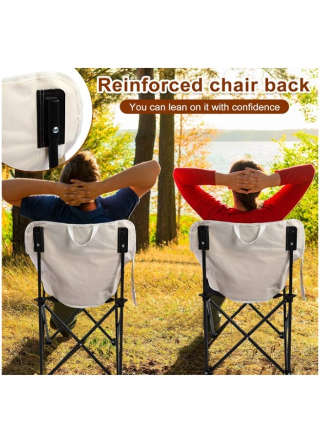 EHOME Camping Folding Chairs Heavy Duty Support 330 Lbs Moon Chair With Carry Bag, Outdoor Quad Lumbar Back Padded With Side Pockets, Built Durable And Reliable With Compact Foldable Steel Frame(1pcs,white） - Image 4