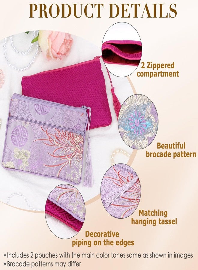 كيلوفلاي، طقم مكون من قطعتين من الحرير الصيني المزخرف، مع جيبين بسحاب وشرابة، حقيبة مجوهرات، حقيبة هدايا. - Image 3