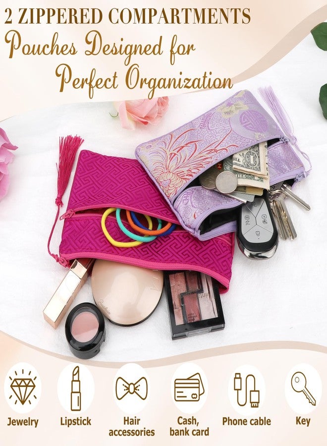 كيلوفلاي، طقم مكون من قطعتين من الحرير الصيني المزخرف، مع جيبين بسحاب وشرابة، حقيبة مجوهرات، حقيبة هدايا. - Image 5