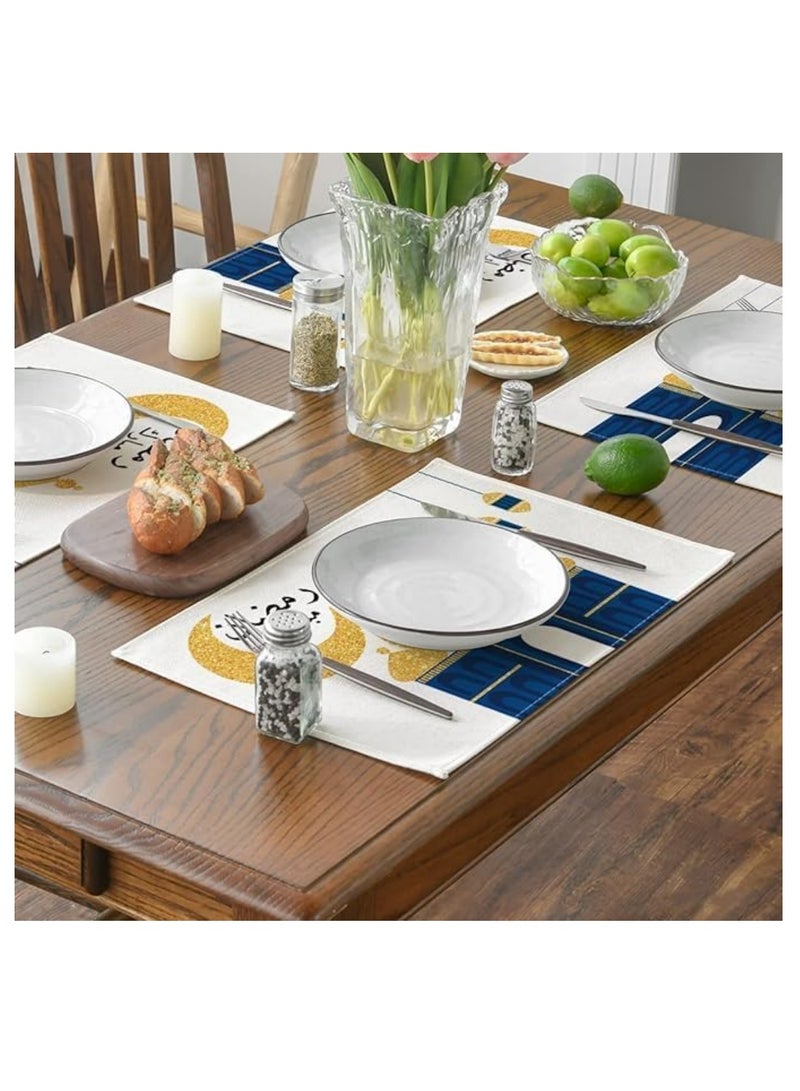 Coolchic Moon and Star Ramadan Placemat for Dining Table, 12 x 18 Inch Seasonal Holiday Rustic Washable Table Mat Set of 4 - Image 5