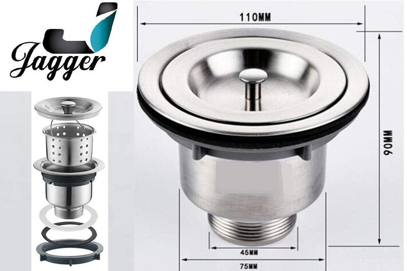 JAGGER جاغر 304 JAG321 مصفاة مطبخ من الفولاذ المقاوم للصدأ 4 بوصة مع سلة تحت المصفاة - Image 4