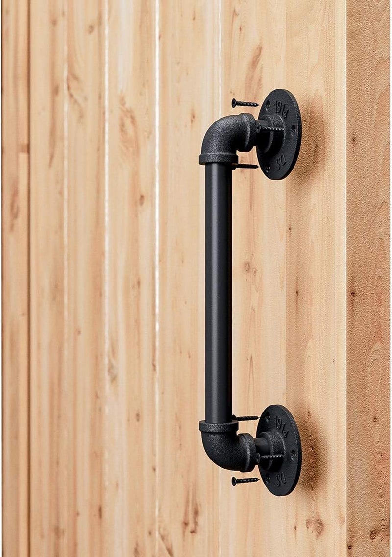 SMARTSTANDARD 11” Pipe Barn Door Handle, Black Rustic Industrial Grab Bar, Towel Bar, Handrail and Pull for Stairs, Gate, Garage - Image 1