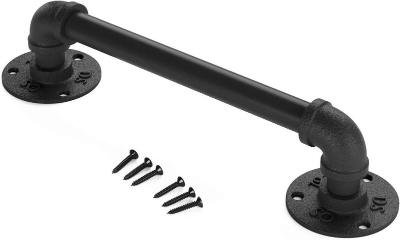 SMARTSTANDARD 11” Pipe Barn Door Handle, Black Rustic Industrial Grab Bar, Towel Bar, Handrail and Pull for Stairs, Gate, Garage - Image 2