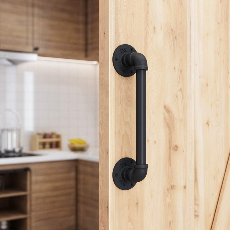 SMARTSTANDARD 11” Pipe Barn Door Handle, Black Rustic Industrial Grab Bar, Towel Bar, Handrail and Pull for Stairs, Gate, Garage - Image 5