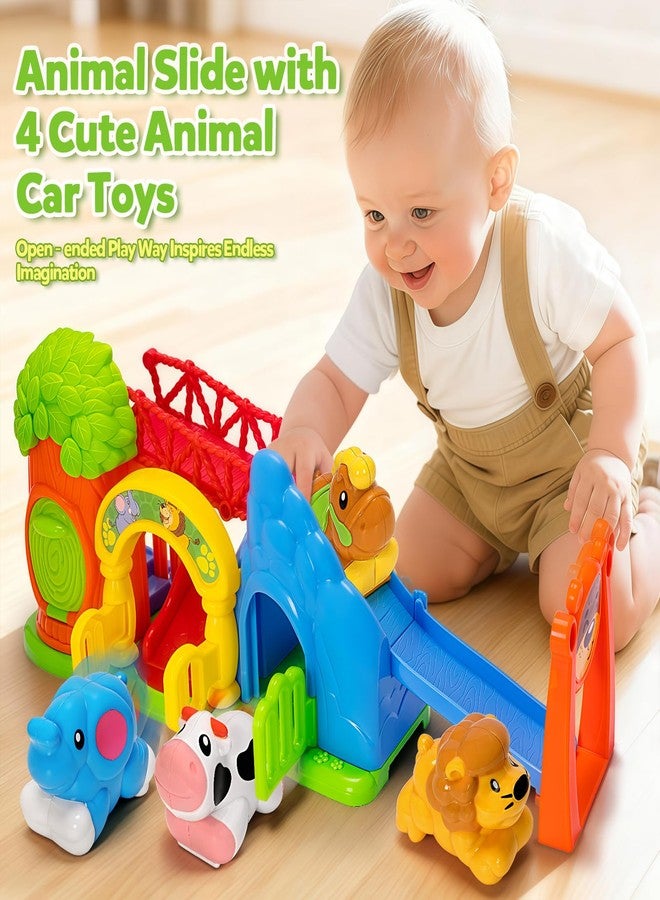 BAYSING Toys for Toddler 1, 2, 3 Year Old Boy and Girl, Zoo Animal Slide Playset with 4 Animal Cars, Open-Ended Interactive Toy for Cultivate Imagination, Gifts for 12-18+ Months Kids - Image 3