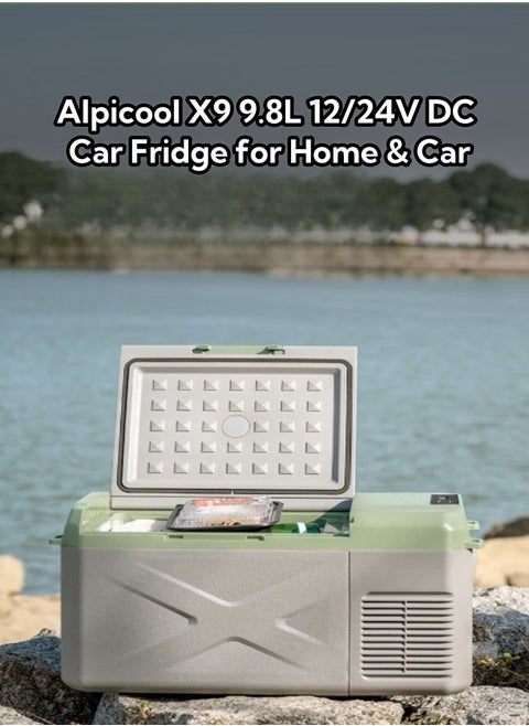 ثلاجة سيارة محمولة Alpicool X9 12/24 فولت تيار مستمر 9.8 لتر ، مثالية للتخييم -20 درجة مئوية إلى 20 درجة مئوية ، تبريد سريع للاستخدام المنزلي / السيارة