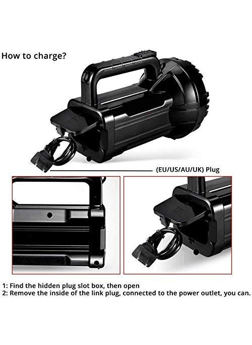 EzLife EzLife El7045B Portable Rechargeable High Brightness Led Torch Light Black Pack of 1 Aluminum  - Image 5