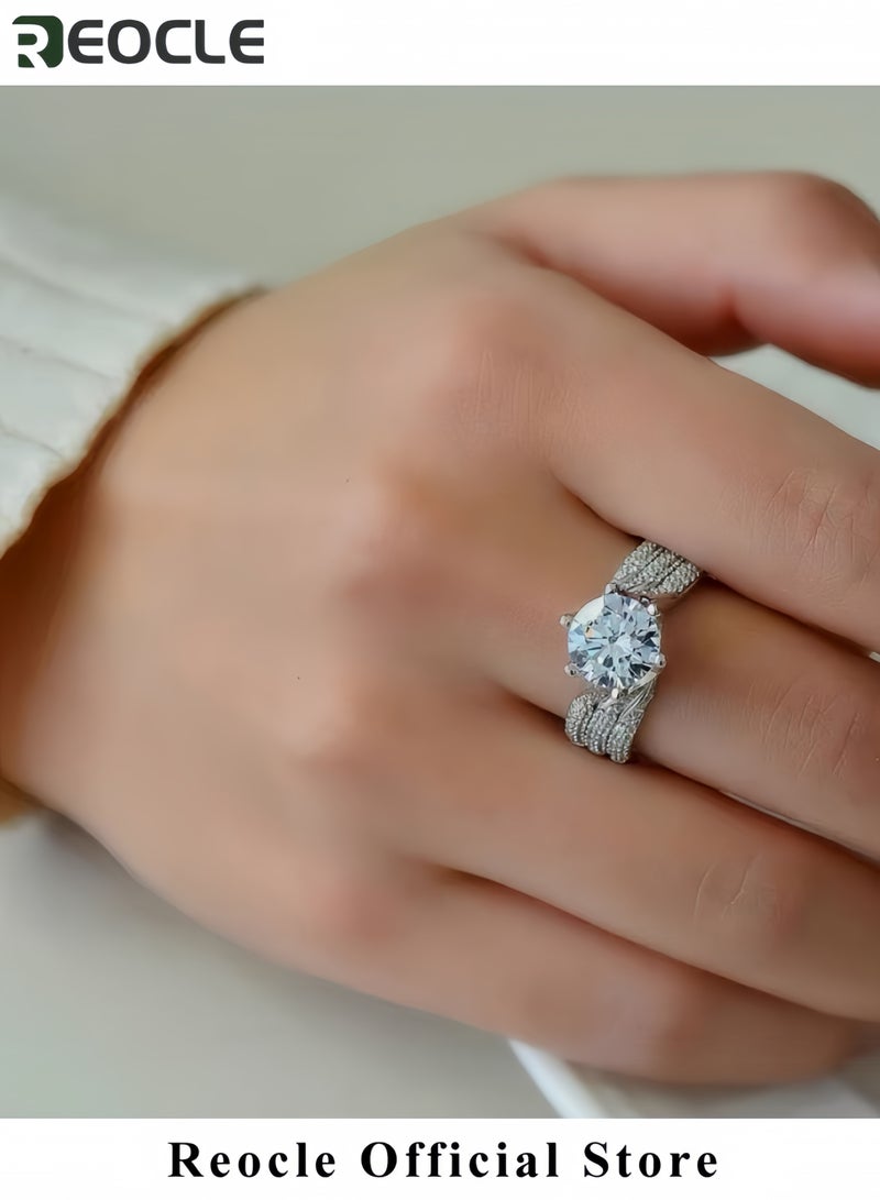 ريوكل خاتم مويسانيتي براق بوزن 5 قيراط مقاس قابل للتعديل خاتم ماسي للزفاف والخطوبة والاقتراح - Image 2