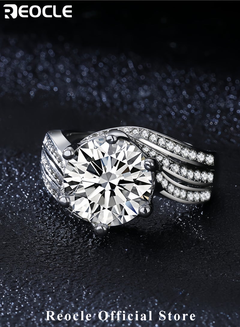 ريوكل خاتم مويسانيتي براق بوزن 5 قيراط مقاس قابل للتعديل خاتم ماسي للزفاف والخطوبة والاقتراح - Image 3