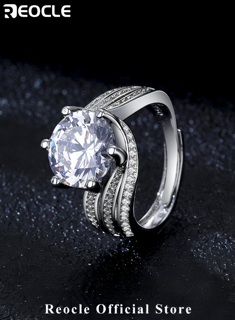 ريوكل خاتم مويسانيتي براق بوزن 5 قيراط مقاس قابل للتعديل خاتم ماسي للزفاف والخطوبة والاقتراح - Image 4