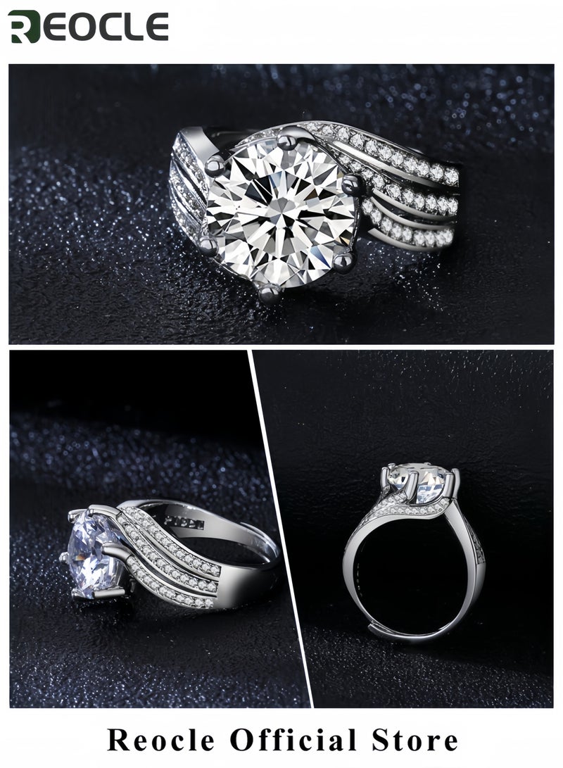 ريوكل خاتم مويسانيتي براق بوزن 5 قيراط مقاس قابل للتعديل خاتم ماسي للزفاف والخطوبة والاقتراح - Image 5