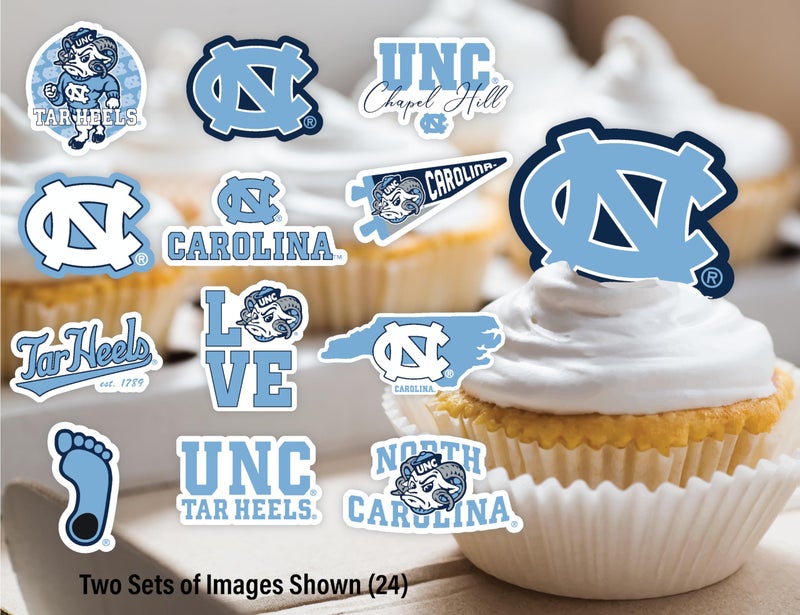 PartyKandy North Carolina Tar Heels Cupcake Toppers (24 Pcs) University of North Carolina Party Supplies for Football  Birthday Gift  UNC Graduation Party Decorations (UNC Tar Heels) - Image 3