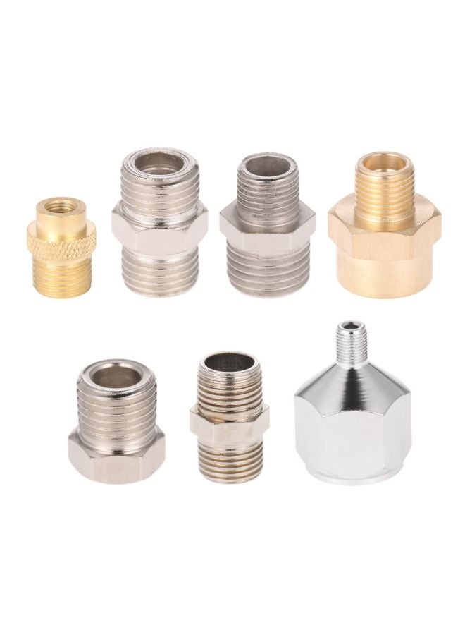 NIBEMINENT 7-Piece Professional Airbrush Adaptor Kit Silver/Gold - Image 1