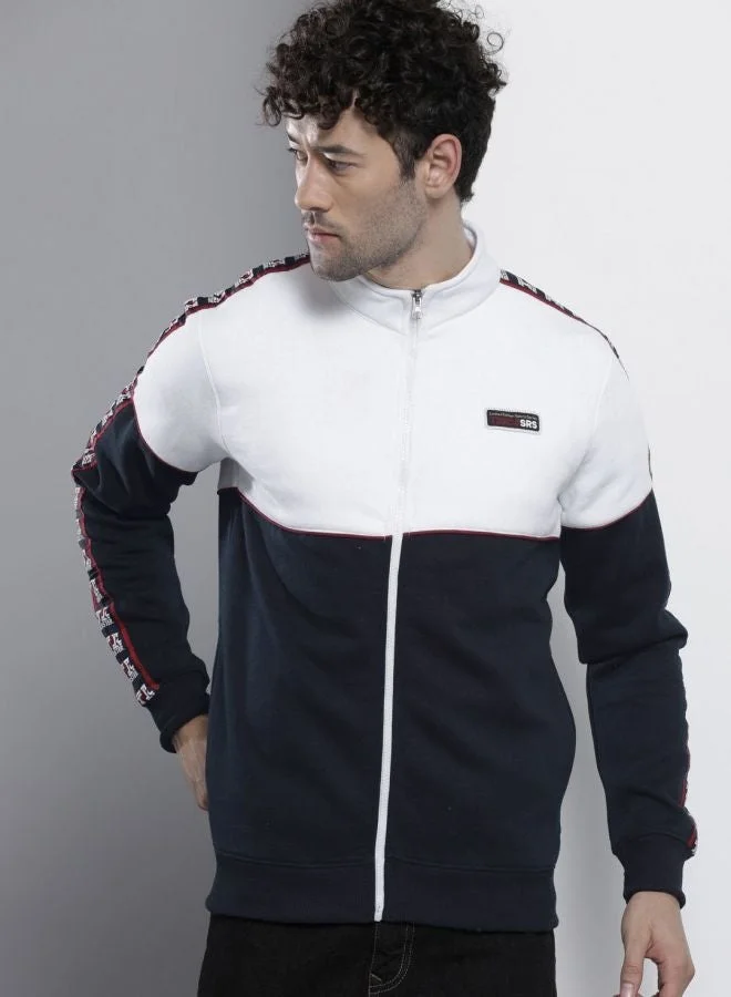 The Indian Garage Co Men Regular Fit Colourblocked High Neck Full Sleeves Sweatshirt