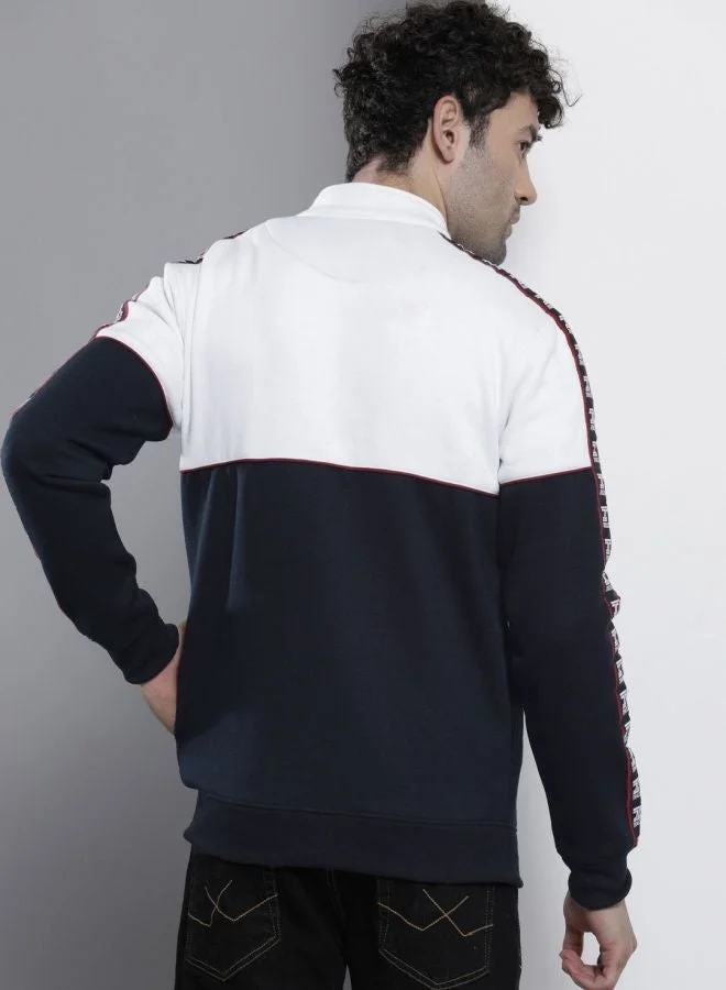 The Indian Garage Co  The Indian Garage Co Men Regular Fit Colourblocked High Neck Full Sleeves Sweatshirt  | Best Price UAE