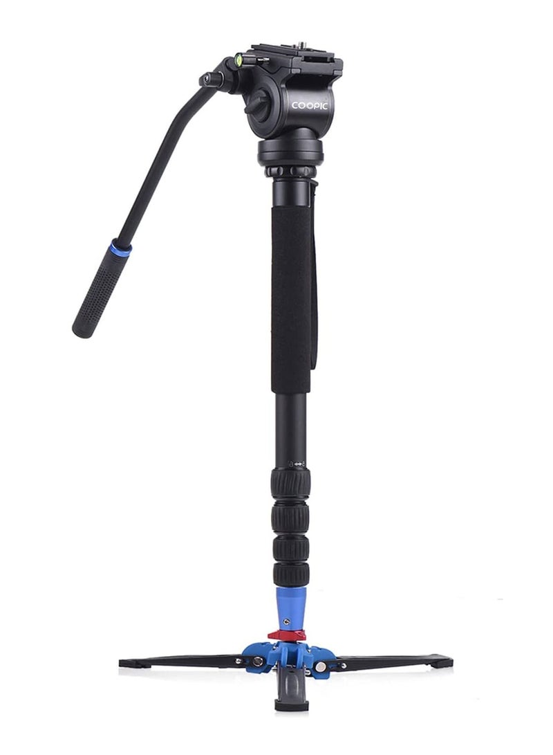Coopic CP-VM10 II Professional 3 Legs Monopod Maximum Height 172cm/67.7inch with Fluid Pan Head Quick Release Plate Compatible with Canon Nikon DSLR Cameras  - Image 1