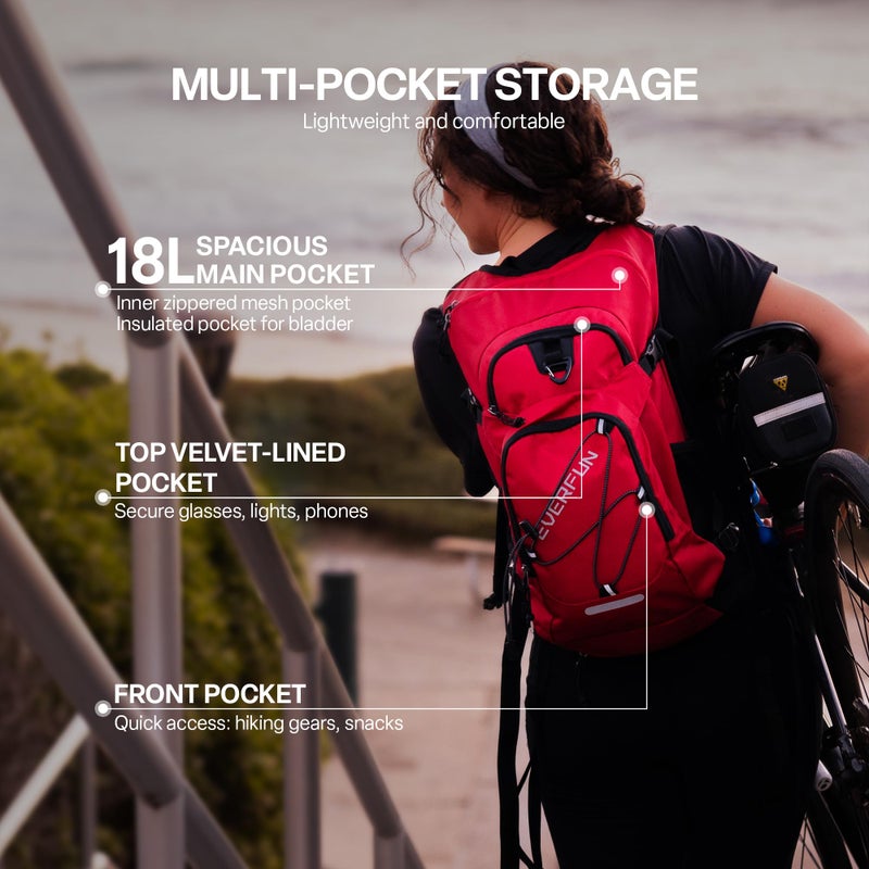 EVERFUN Women Hydration Backpack 18L Hiking Water Backpack with 3L Water Bladder, Hydration Pack Insulated Daypack Lightweight Hydropack with Rain Cover for Hiking, Cycling, Running, Festivals - Image 2