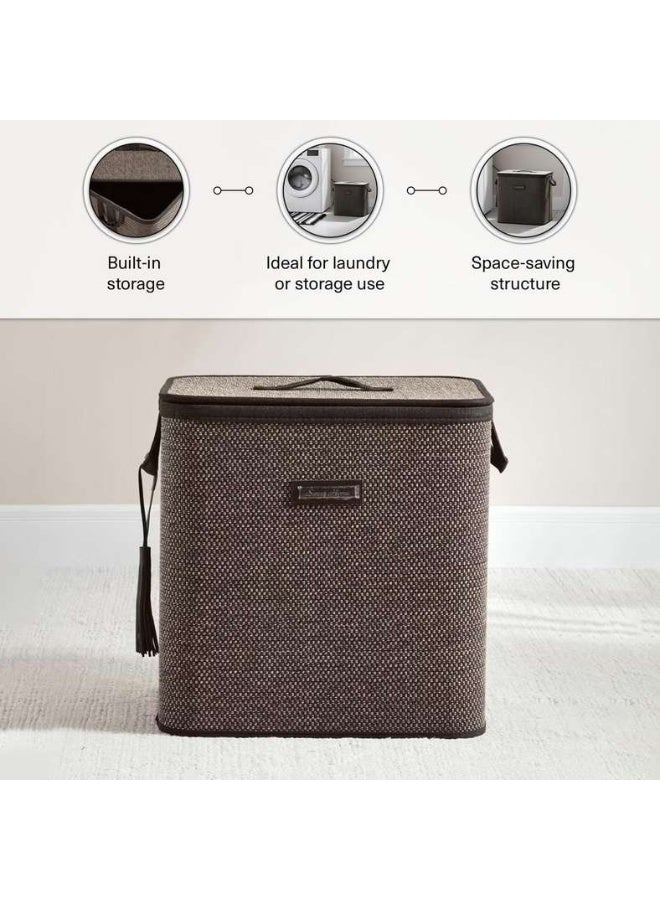 Pan Home Dorian Bamboo Laundry Hamper with Handle 40x30x40cm-Natural/Black - 261AIC9903810 - Image 5