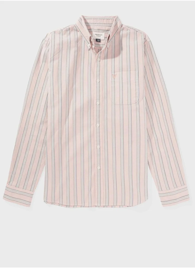American Eagle Stripe Detail Regular Fit Shirt
