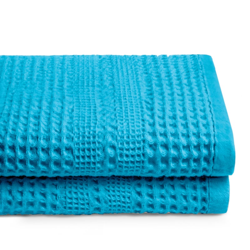 GILDEN TREE Waffle Towels Quick Dry Lint Free Thin  Bath Towel 2 Pack  Classic Style (Aqua)
