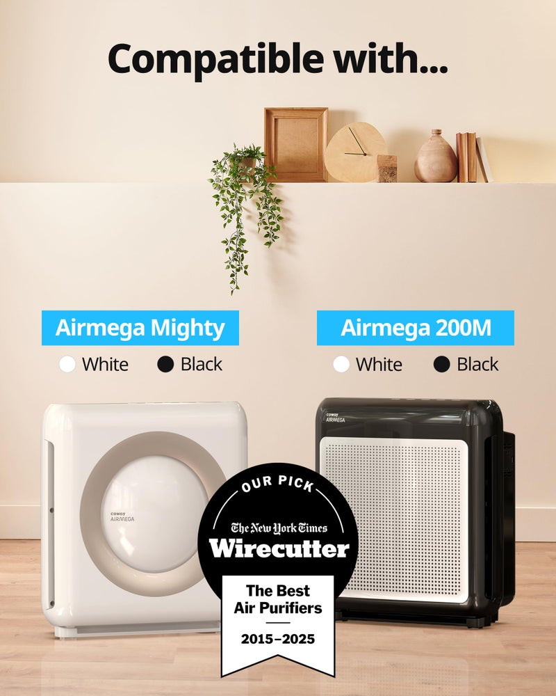 COWAY استبدال فلتر جهاز تنقية الهواء COWAY AP-1512HH & 200M، حزمة دخان مكثف، 2 فلتر إزالة رائحة دخان مكثف و 1 فلتر HEPA حقيقي، 1 حزمة، أسود - Image 5
