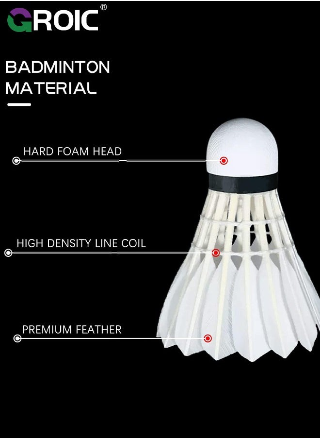 GROIC 9 Pack LED Badminton Shuttlecocks, Dark Night Glow Birdies Lighting Duck Feather Stable Durable High Speed Training Badminton Balls for Night & Day Practice Sports Training Activities  - Image 4